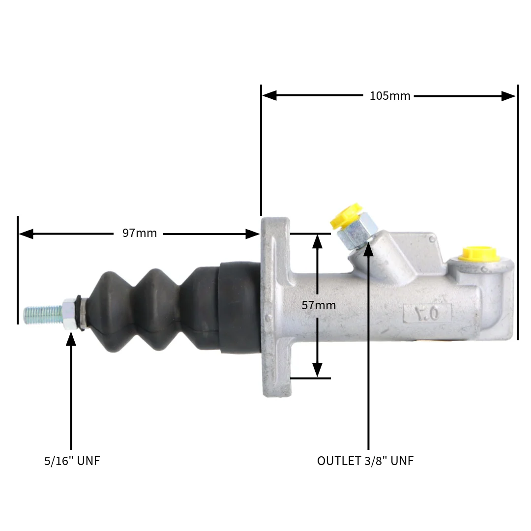 Brake and Clutch Master Cylinder 0.7" (11/16") Bore without Reservoir - Image 5