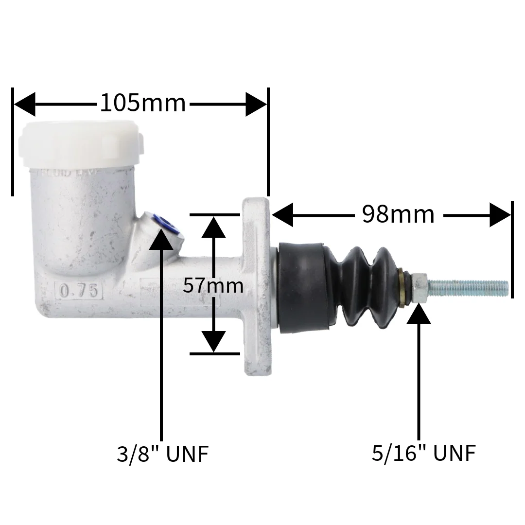 Brake and Clutch Master Cylinder 0.75" (3/4") Bore with Reservoir - Image 3