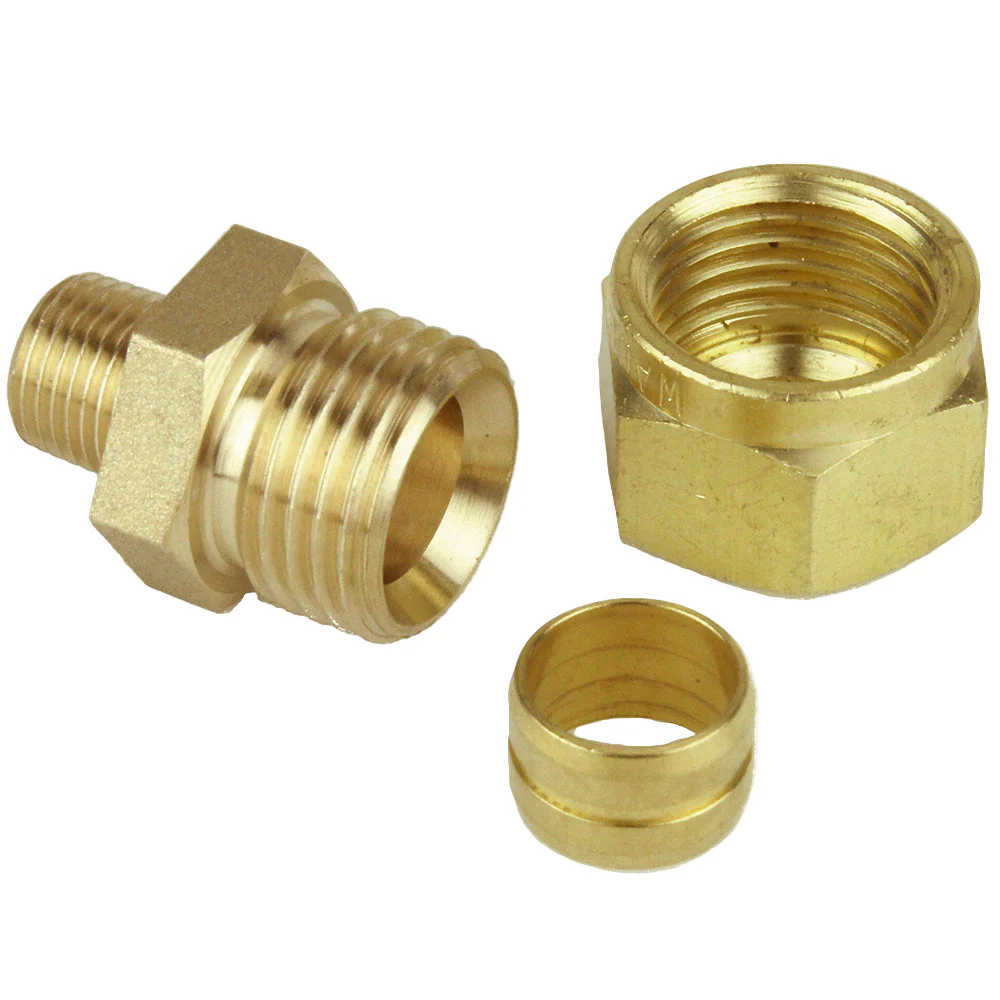 1/8" NPT Brass Compression Union For 10mm Copper or Steel Pipe - Image 2