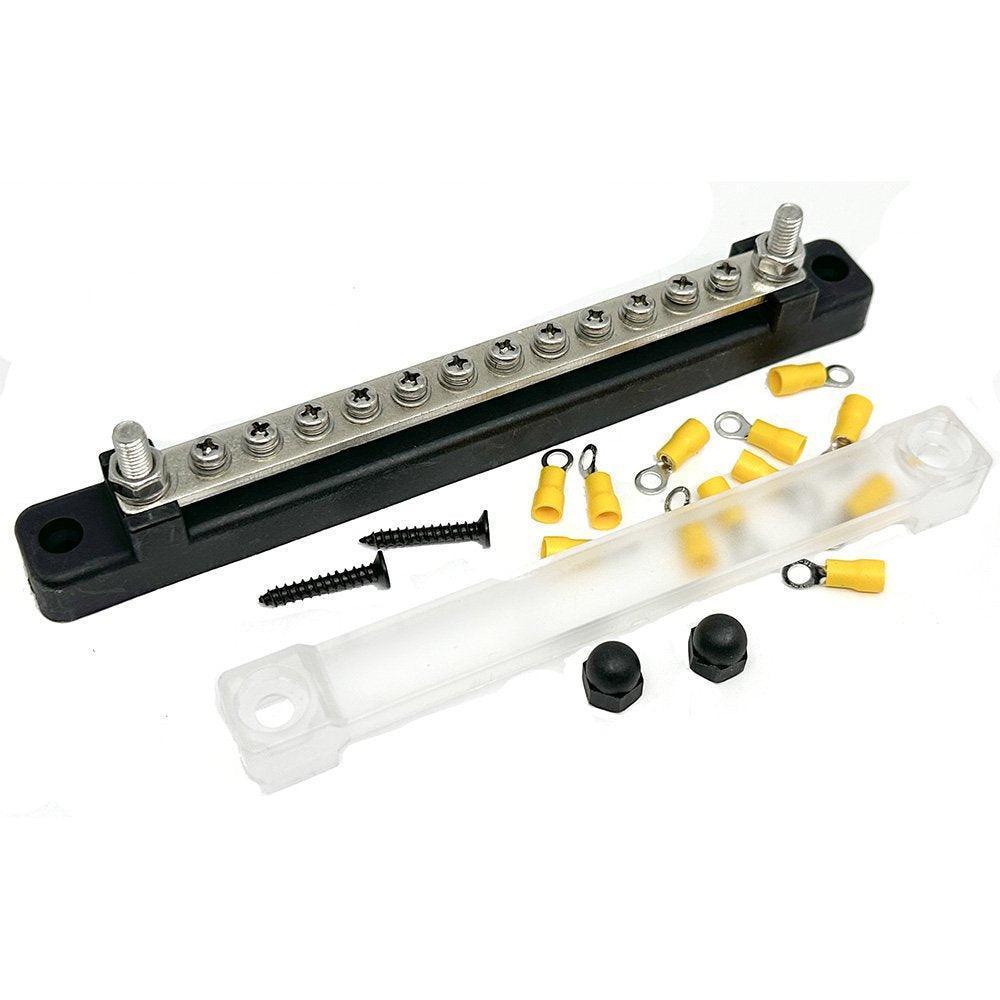 12 Way Busbar/Distribution Bar With Clear Cover - Red or Black - Image 3