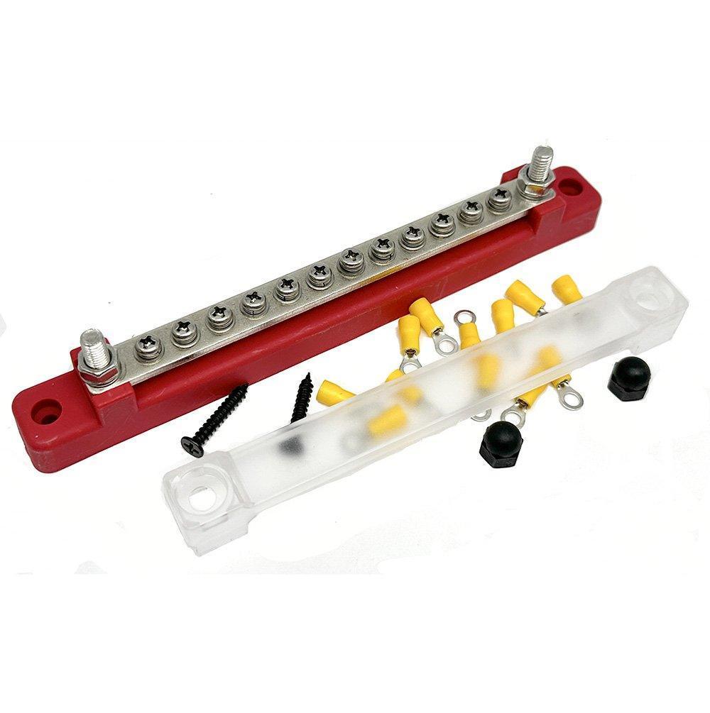 12 Way Busbar/Distribution Bar With Clear Cover - Red or Black - Image 4