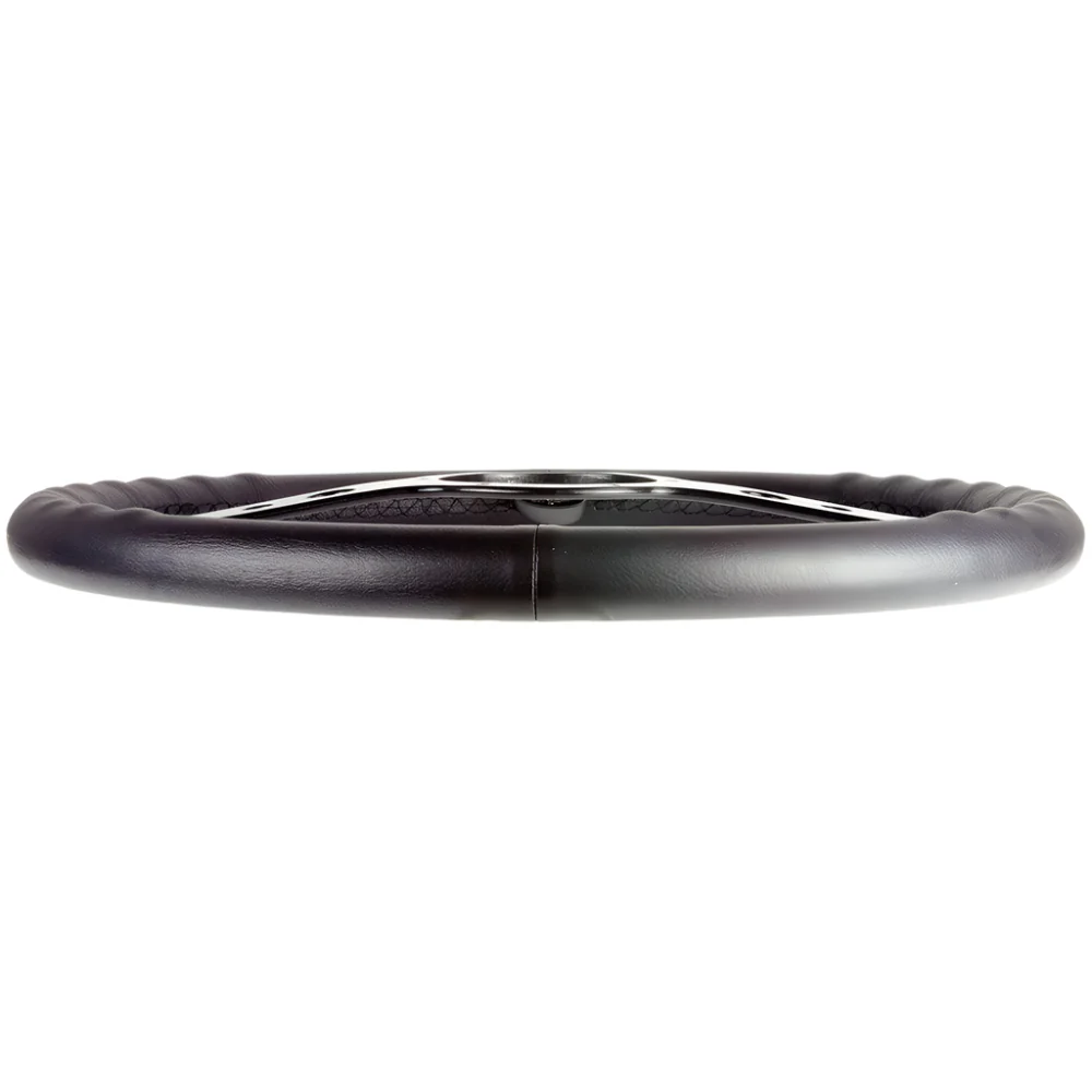 17" Italian Styled Black Leather Steering Wheel With Black Centre - Image 4