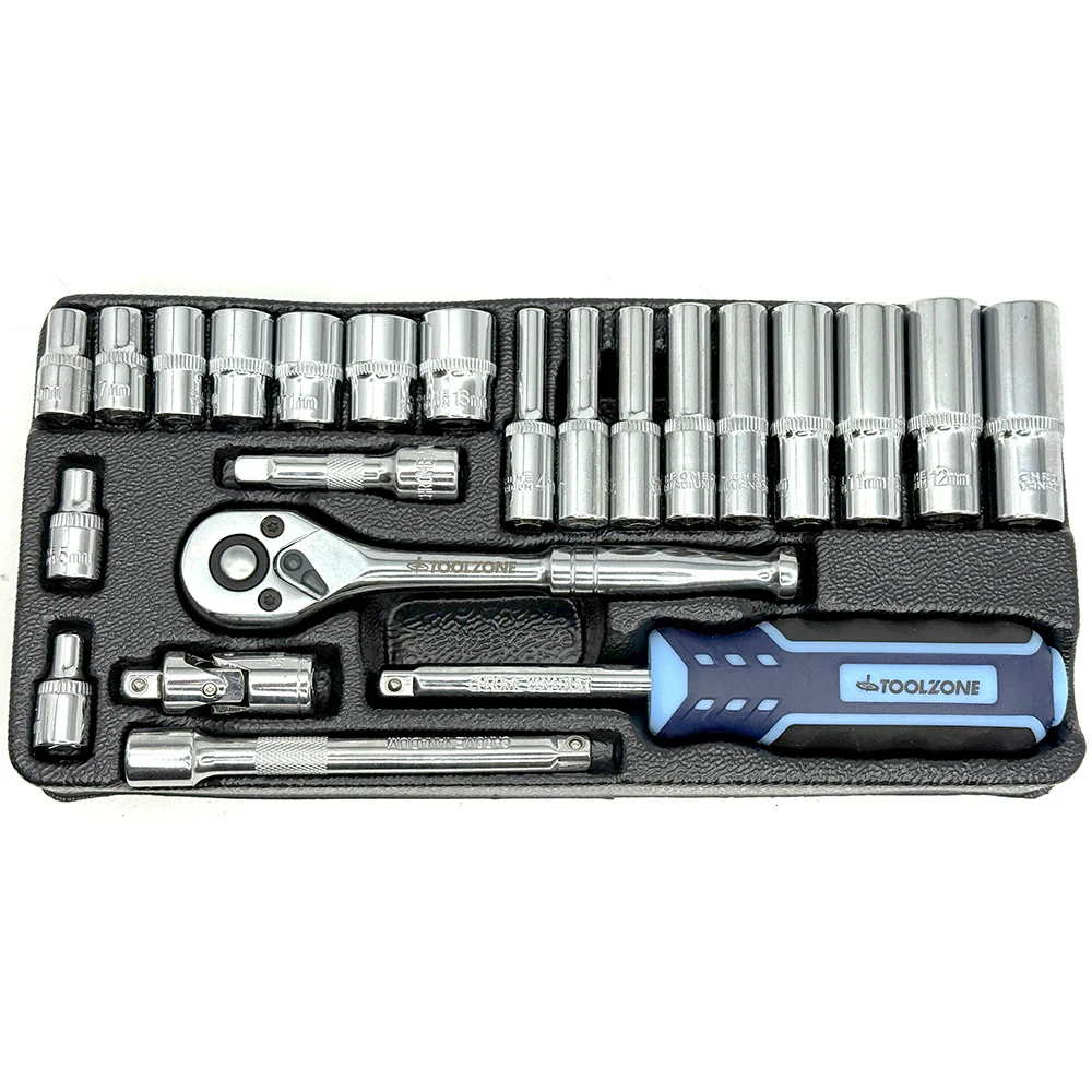23 Piece Chrome Vanadium 1/4" drive Socket Set - Image 3