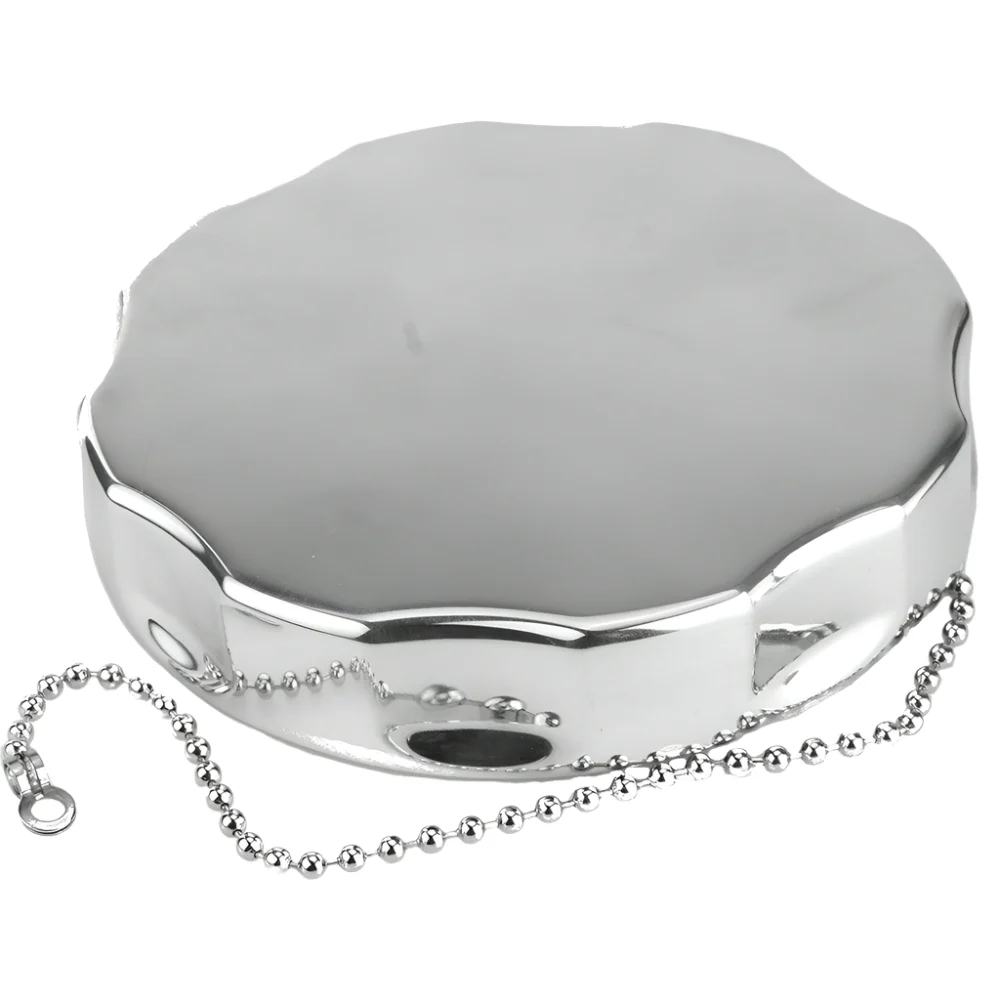 3 1/2" BSP Vented Polished Alloy Screw On Fuel Cap With Tether