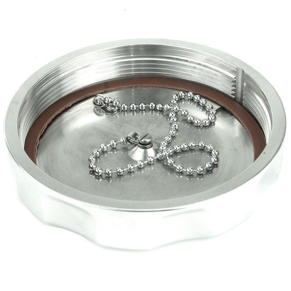 3 1/2" BSP Vented Polished Alloy Screw On Fuel Cap With Tether - Image 2