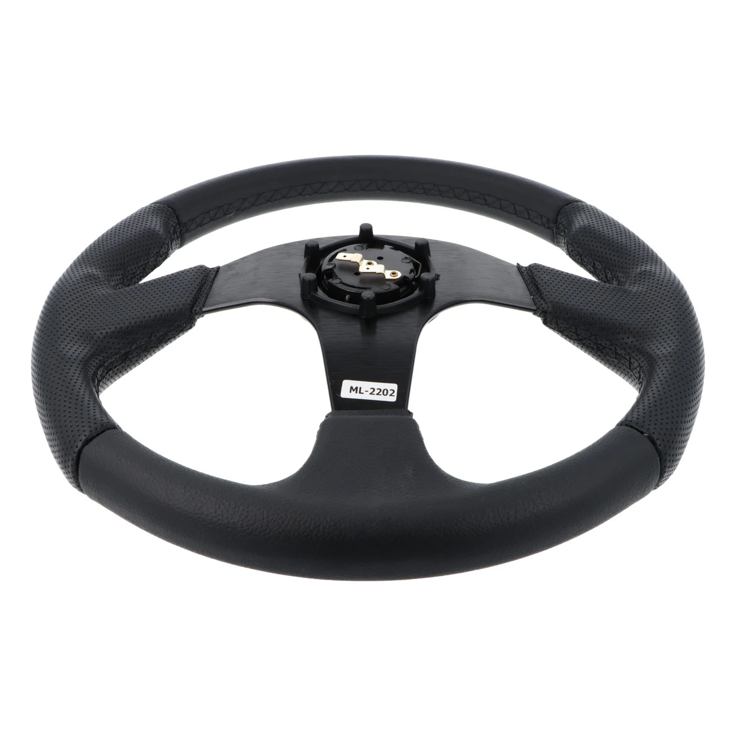 345mm Vinyl Steering Wheel Black Anodised Aluminium - Image 3