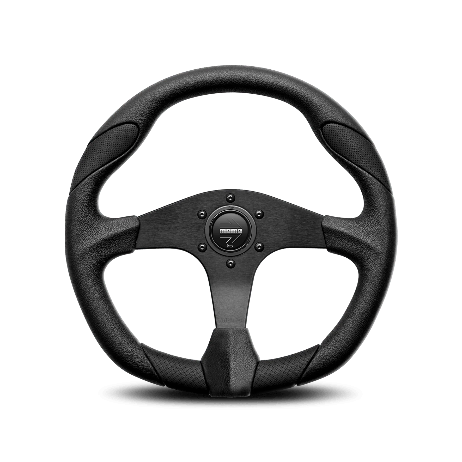 MOMO 350mm Leather Steering Wheel with Black Aluminium Spokes