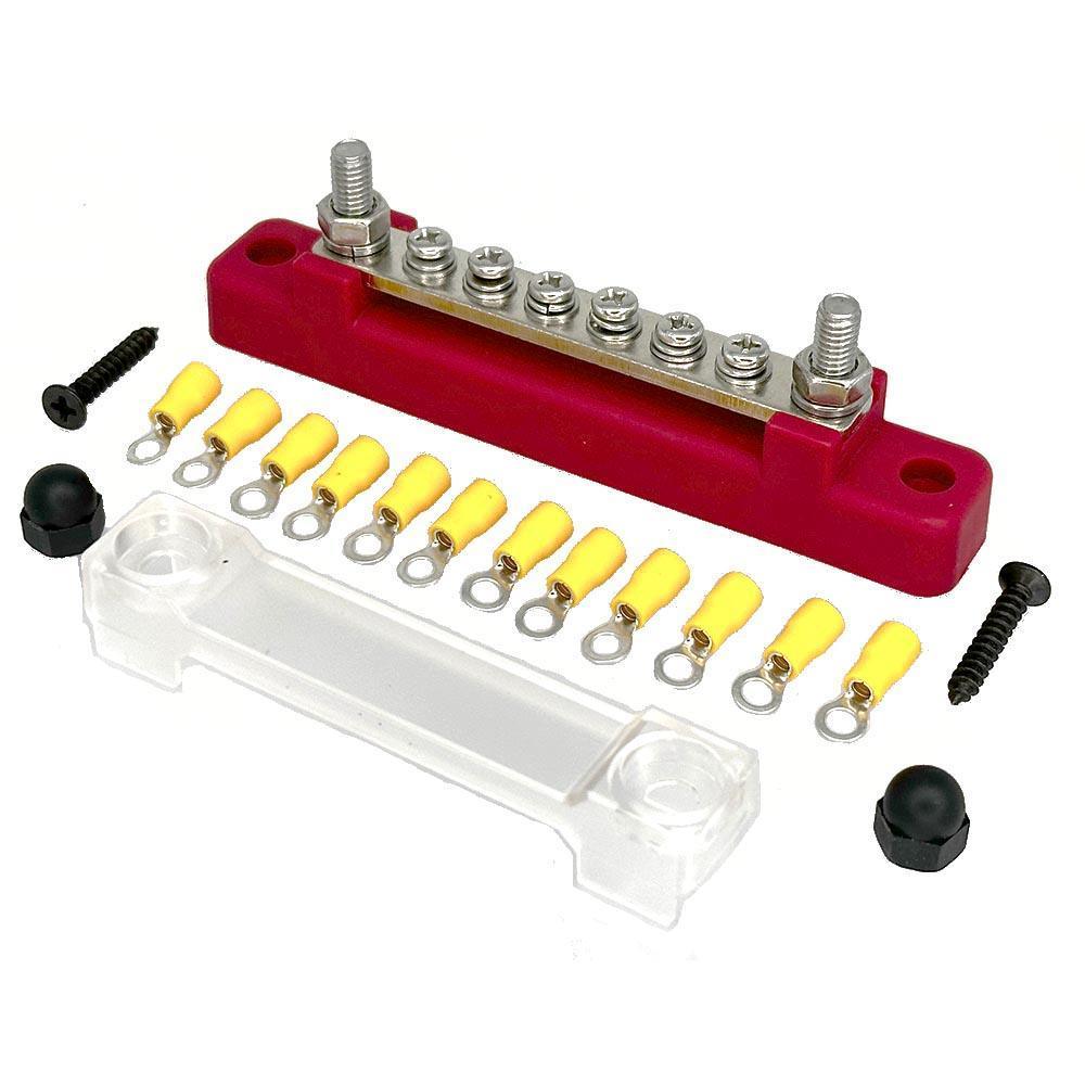6 Way Busbar/Distribution Bar With Clear Cover Red or Black - Image 2