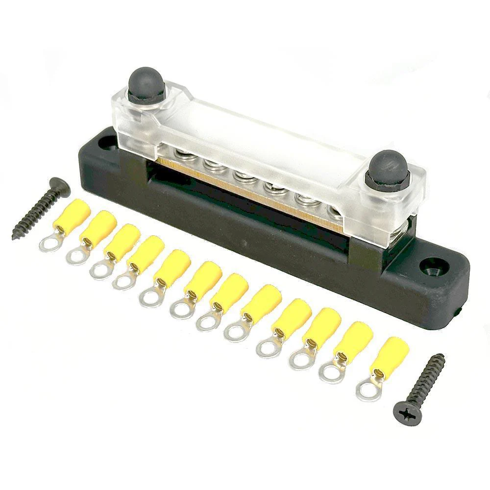 6 Way Busbar/Distribution Bar With Clear Cover Red or Black - Image 3