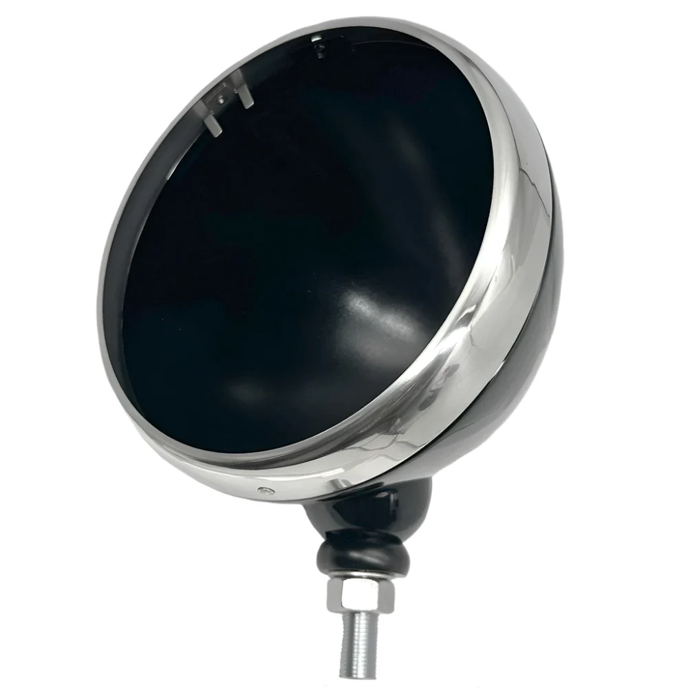 7" Gloss Black Headlamp Bowl with Stainless Rim - Image 2