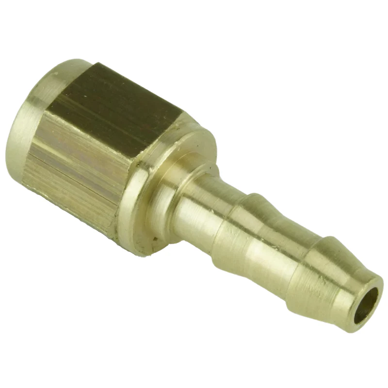 7/16" UNF Female Brass Union with 8mm Hose Tail