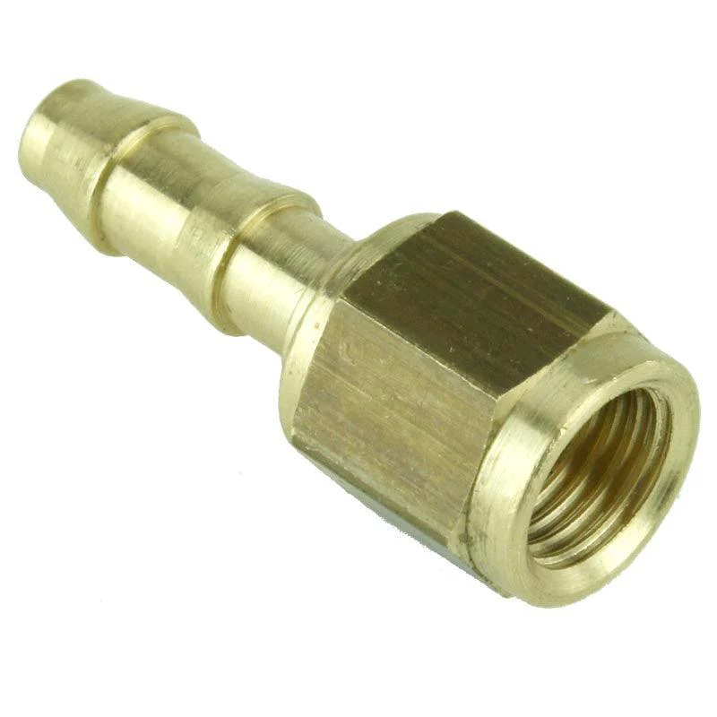 7/16" UNF Female Brass Union with 8mm Hose Tail - Image 2