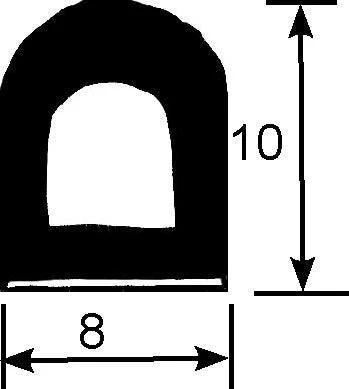8mm x 10mm  Hollow 'D' Section Self Adhesive - Image 2