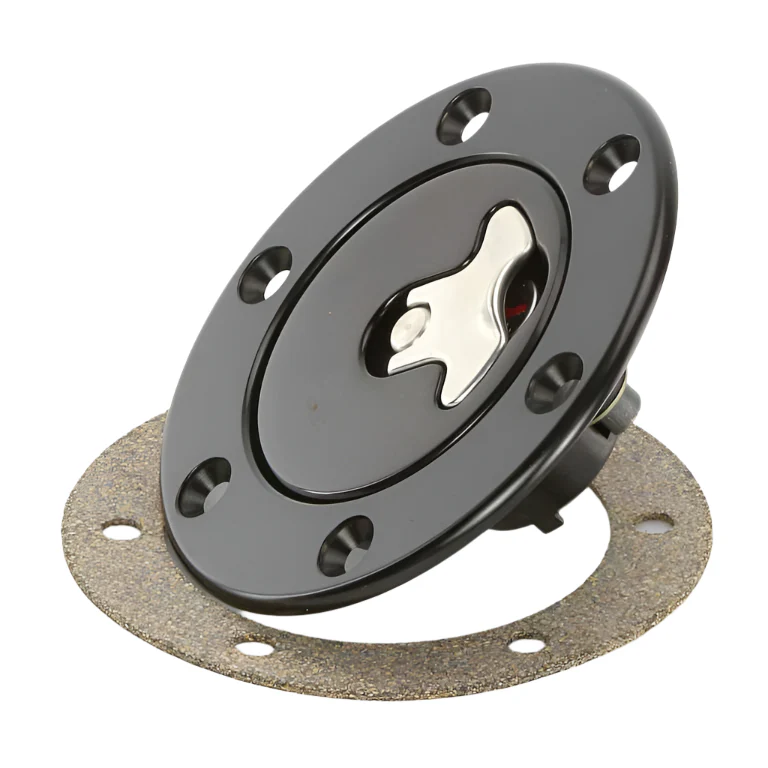 94mm Locking Aero Fuel Cap Assembly Satin Black Tank Mount Flush Fit No Neck