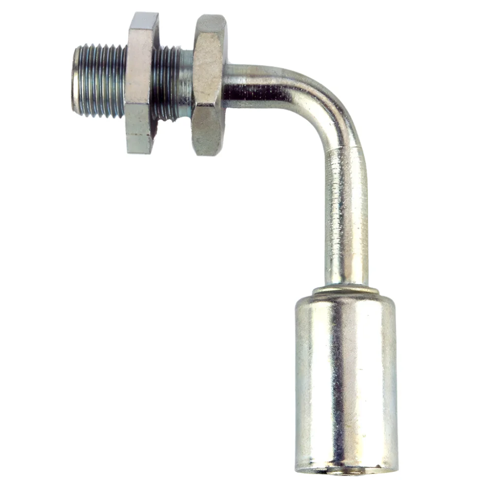 A/C #6 90 Degree Crimp Hose and Male O Ring Bulkhead Fitting