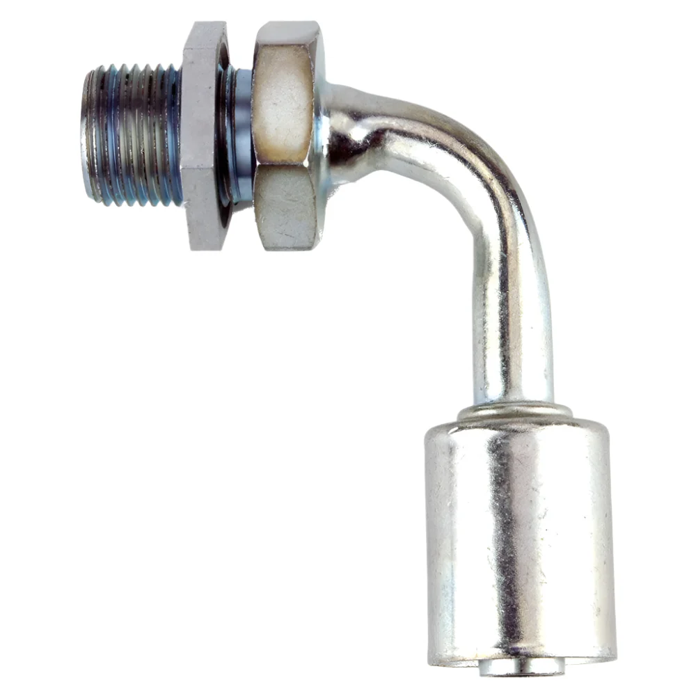 A/C #8 90 Degree Crimp Hose and Male O Ring Bulkhead Fitting
