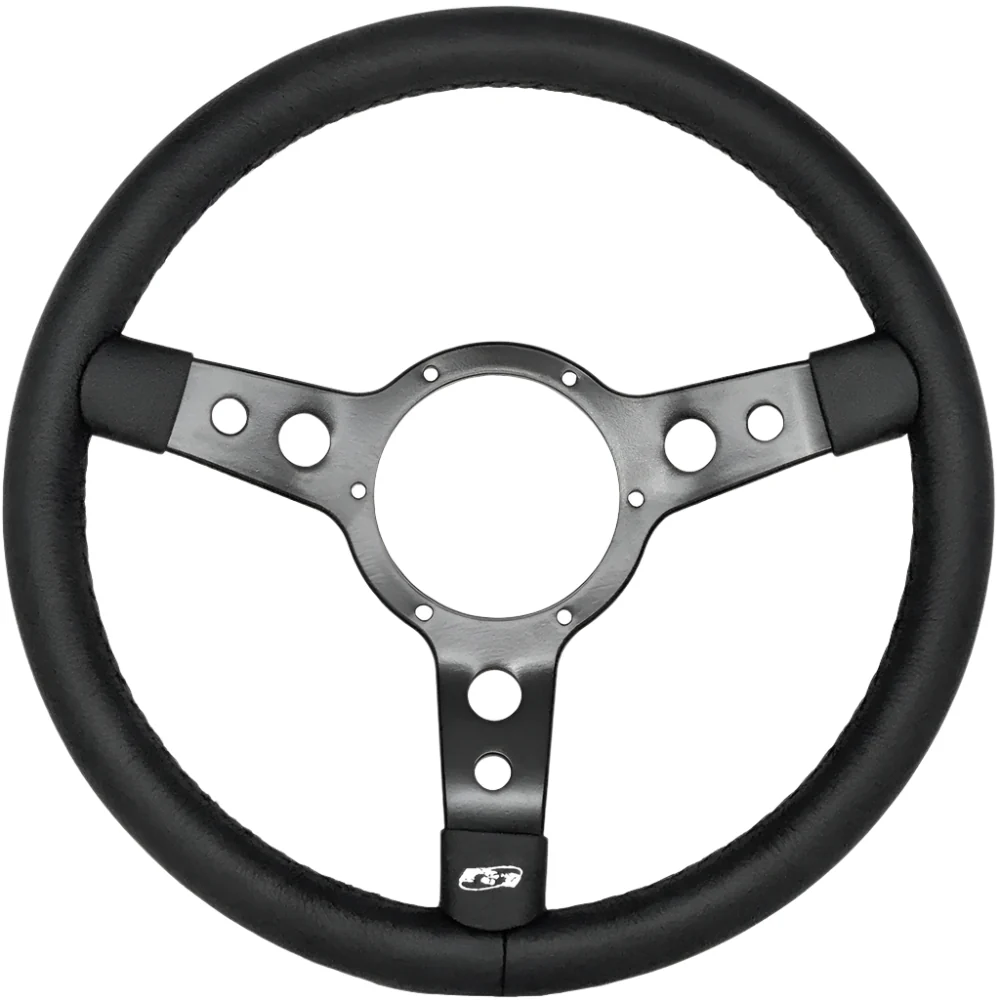 14" Traditional Styled Black Leather Steering Wheel