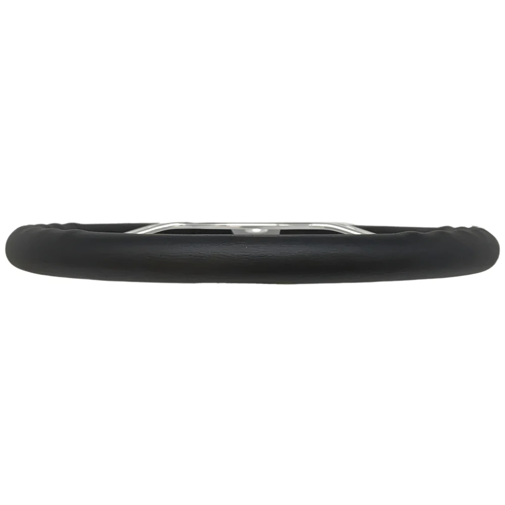 14" Traditional Styled Black Leather Steering Wheel - Image 4