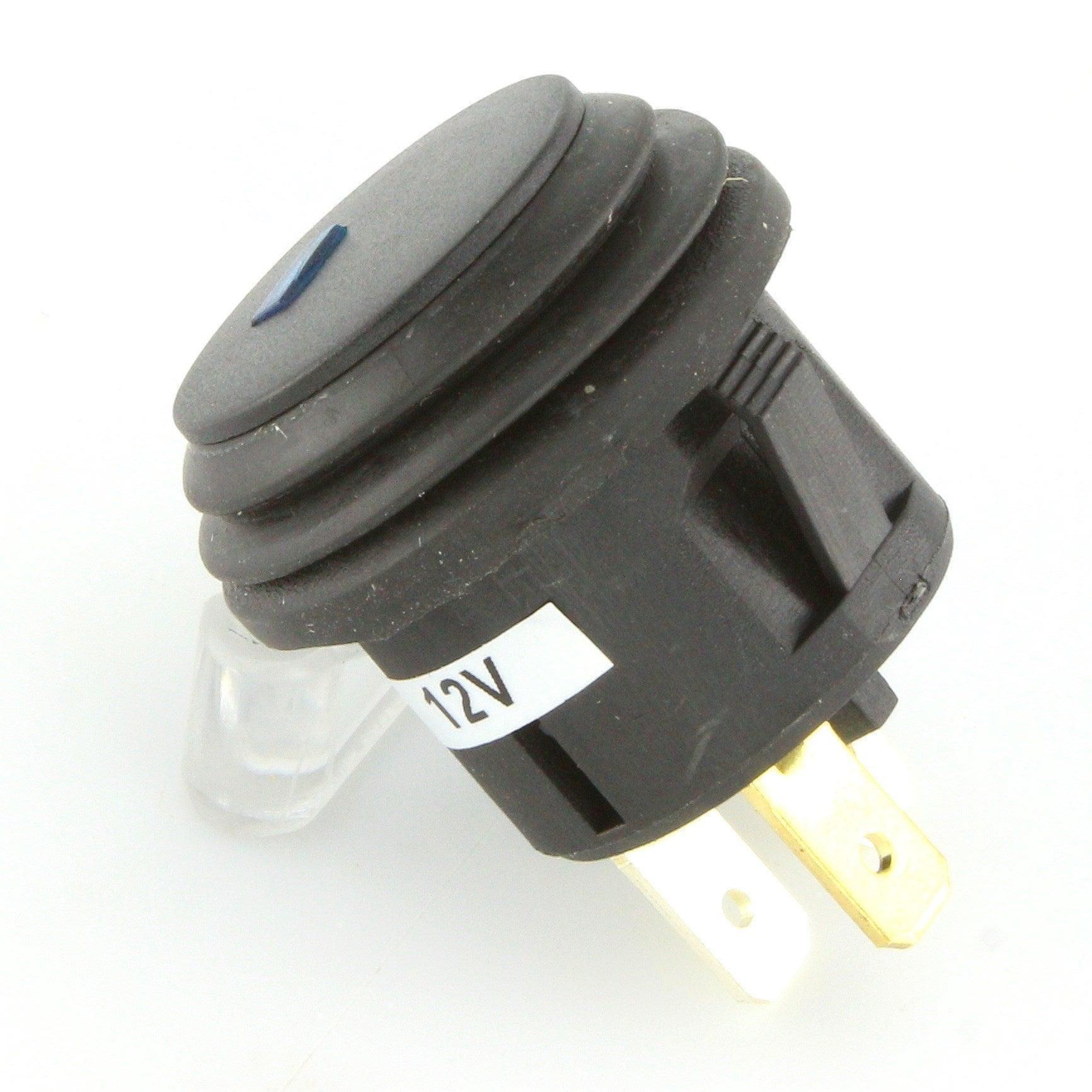 Black LED Illuminated Latching Push Button Switch Blue - Image 2