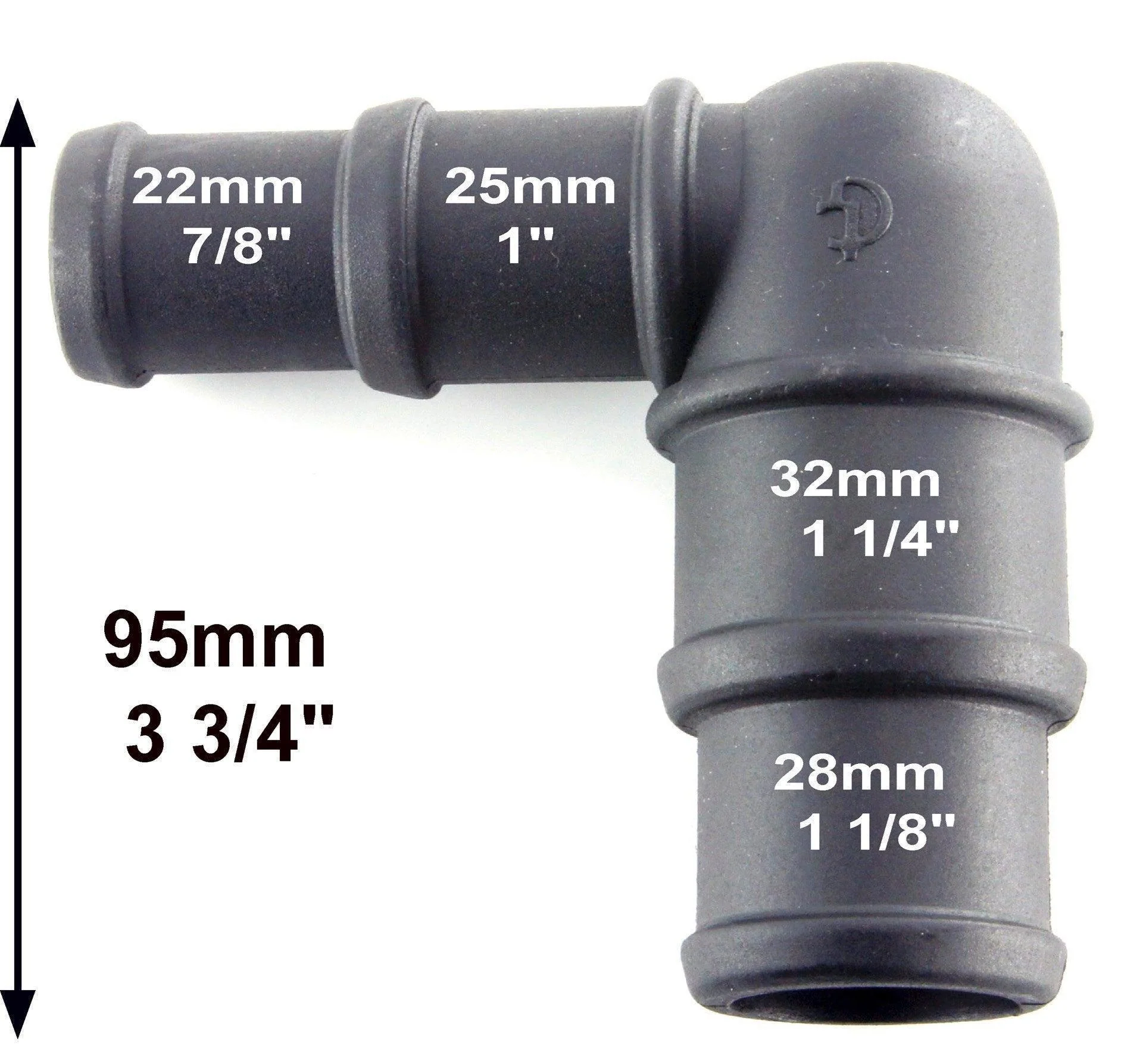 Black Nylon Stepped Elbow 22/25mm - 28/32mm - Image 3