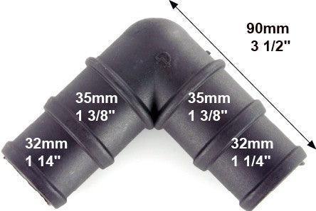 Black Nylon Stepped Elbow 32mm - 35mm - Image 3
