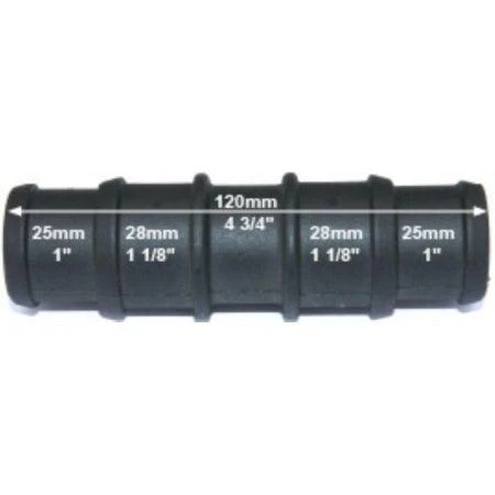 Black Nylon Stepped Reducer Joiner  25/28mm - 28/25mm - Image 3