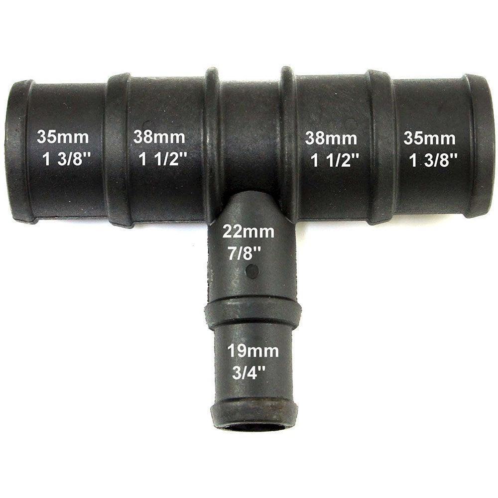 Black Nylon Stepped T Piece 35/38mm - 22/19mm - Image 3
