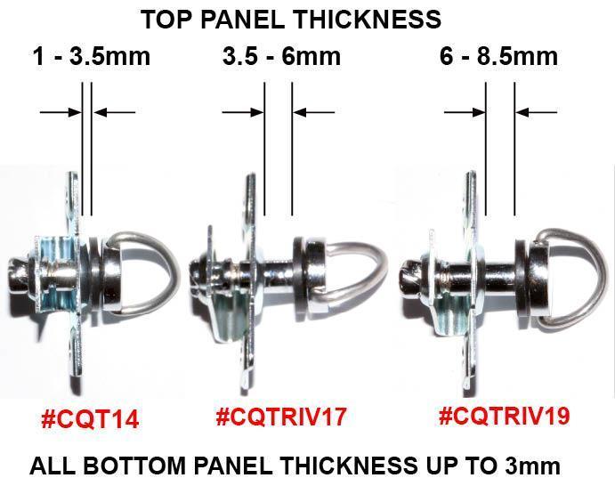 Black Quarter Turn Fastener With Rivets For 7mm Top Panels - Image 5
