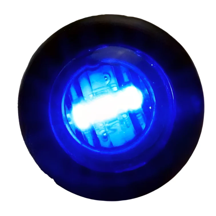BLUE Micro 28mm Round Push in LED Lamps PAIR - Image 2
