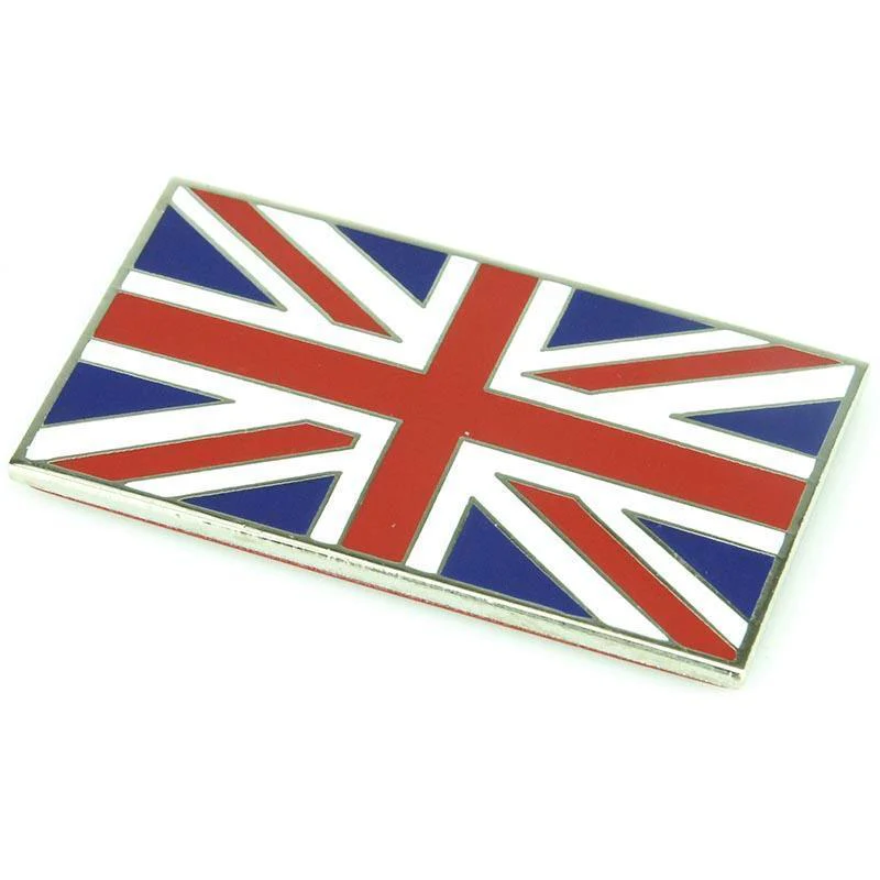 Chrome Enamel Red White and Blue Union Jack Emblem