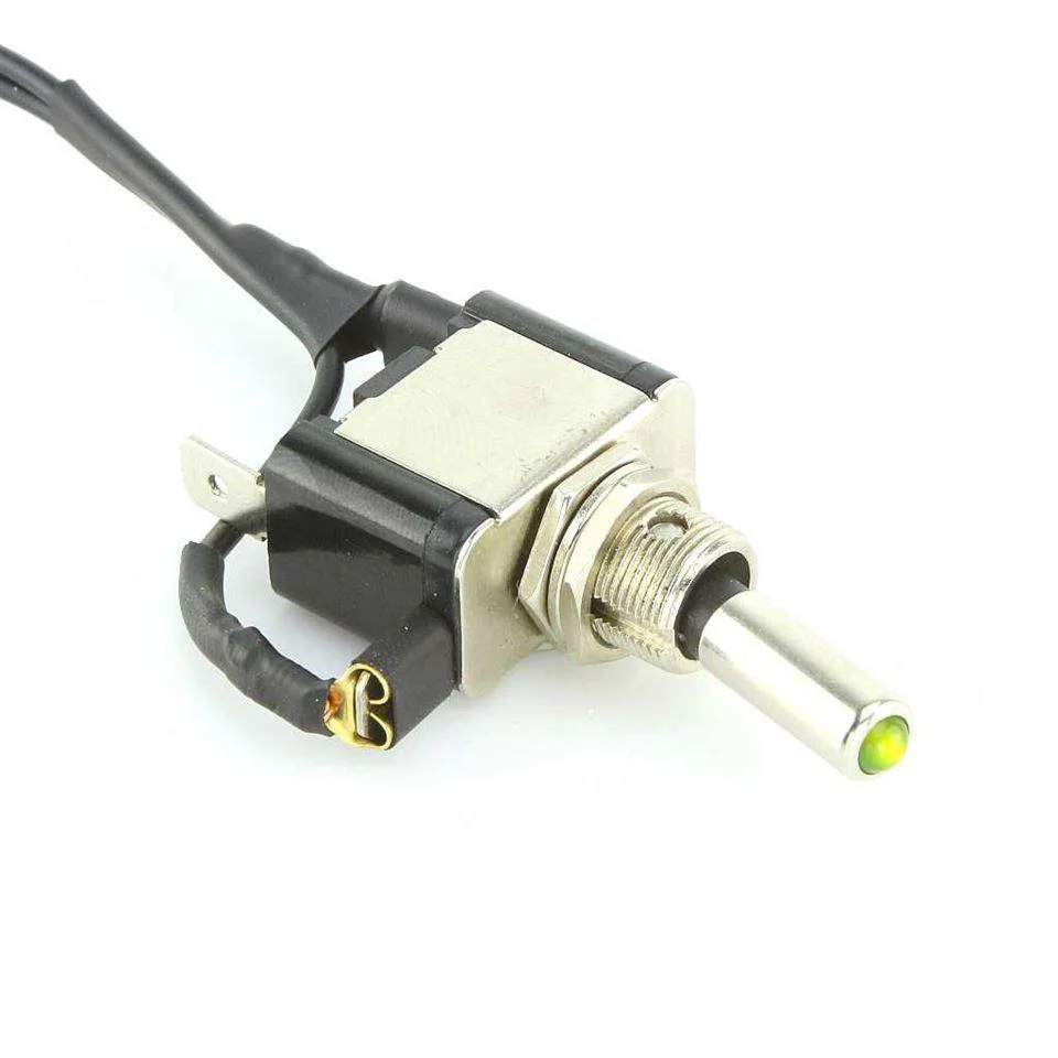 LED Illuminated Chrome Toggle Switch Green - Image 3