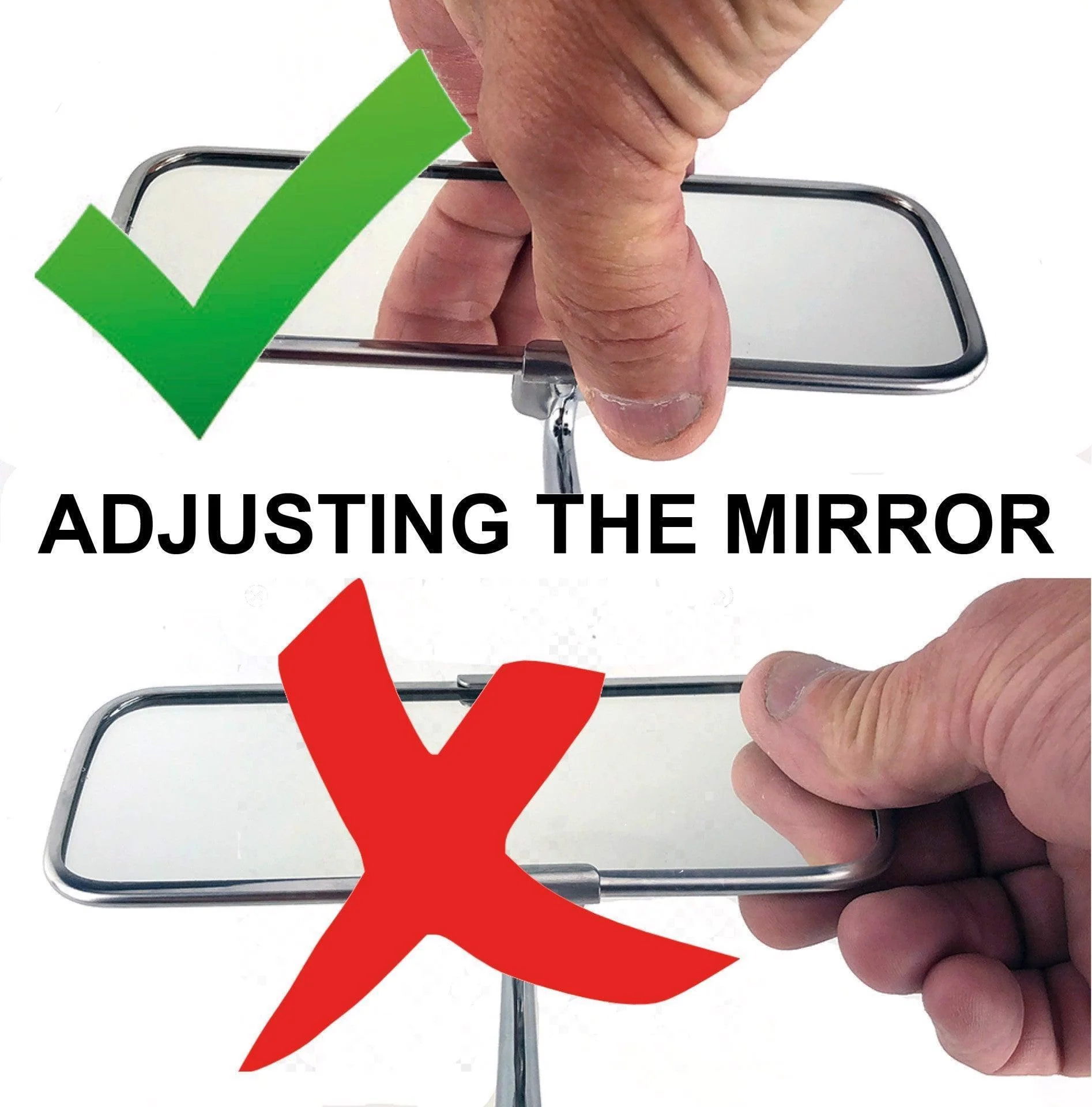 Chrome and Stainless Pedestal Interior Mirror 147mm - Image 4