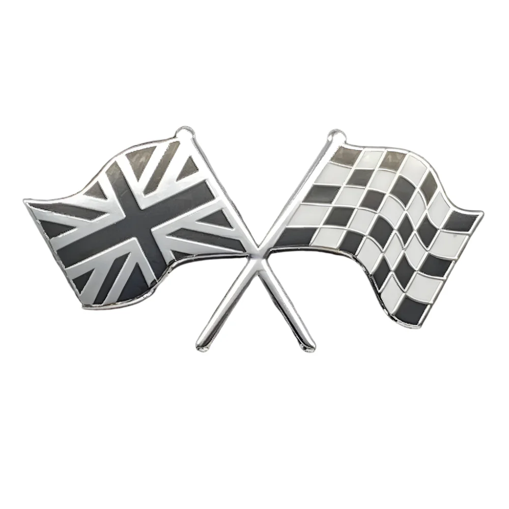 Crossed B&C Union Jack and Chequered Flag Badge Self-Adhesive