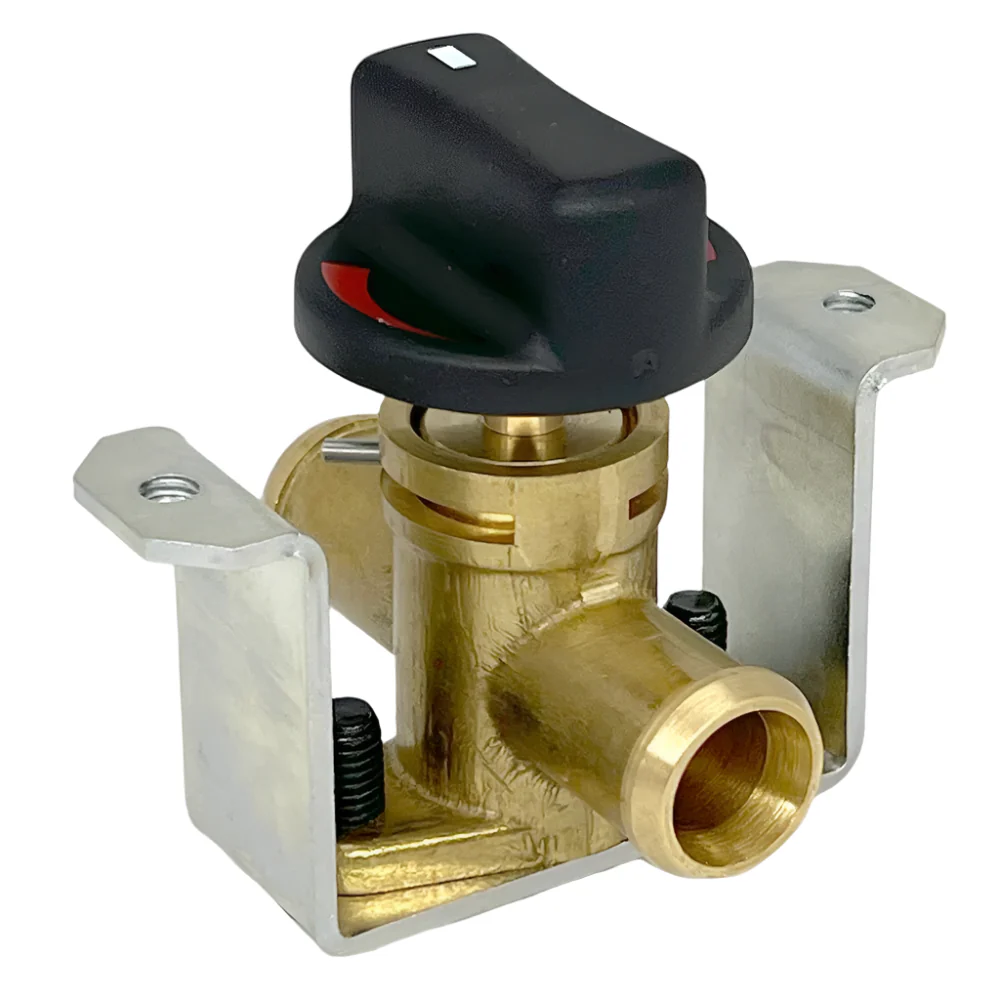 Dash or Panel Mounted 15mm (5/8") Brass Heater Valve with Mounting Bracket