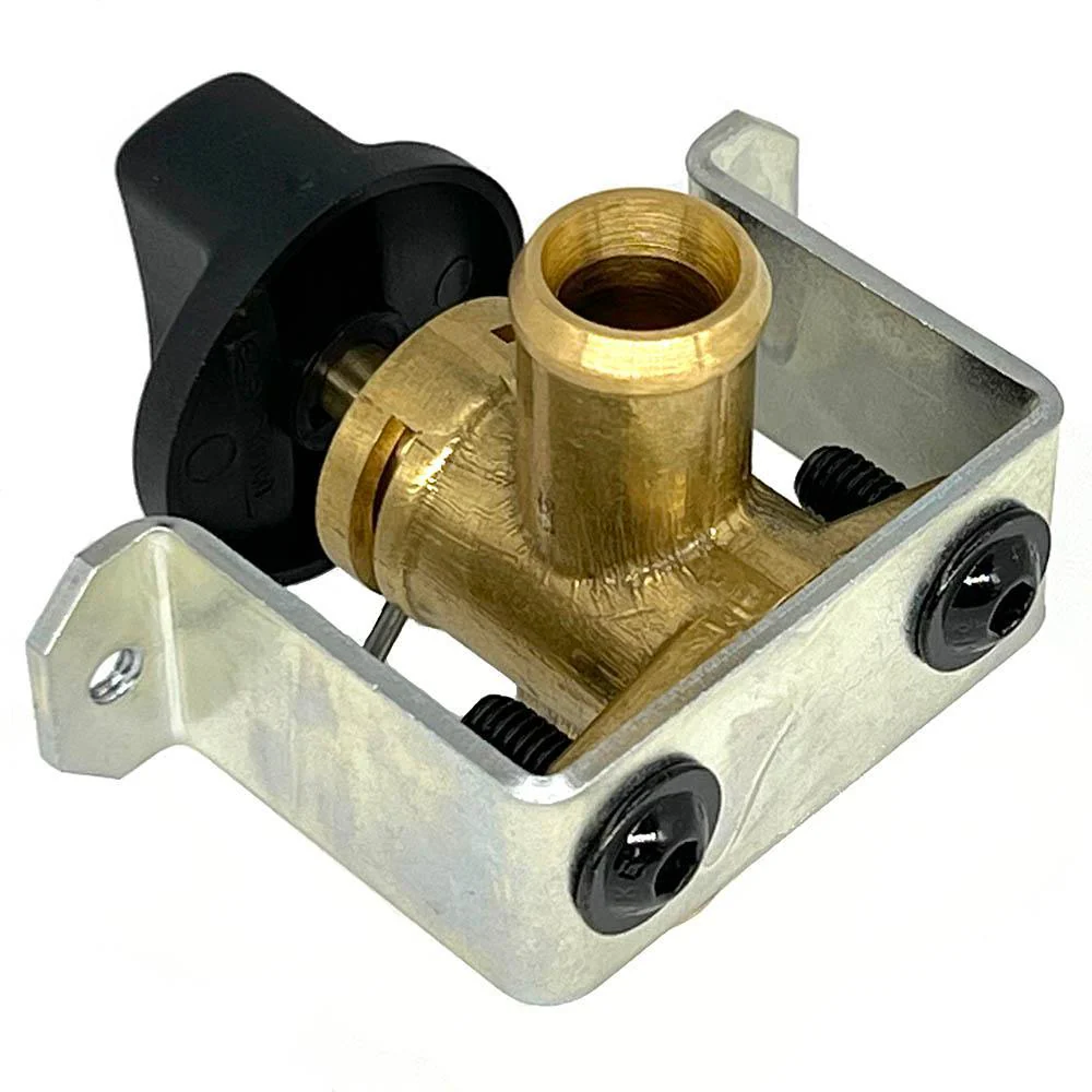 Dash or Panel Mounted 15mm (5/8") Brass Heater Valve with Mounting Bracket - Image 2