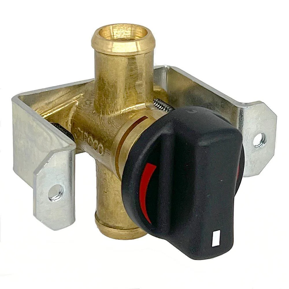 Dash or Panel Mounted 15mm (5/8") Brass Heater Valve with Mounting Bracket - Image 3