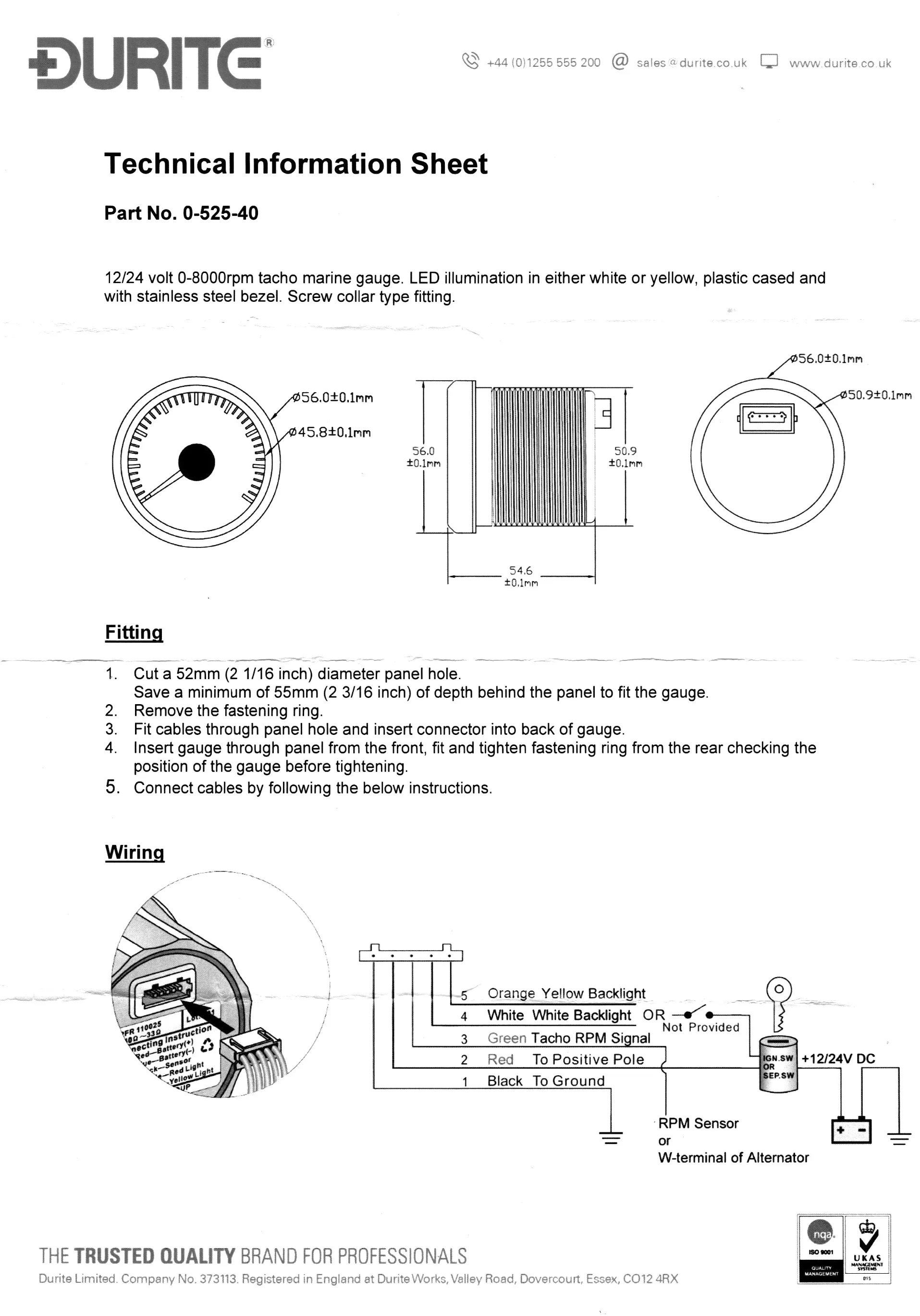 DURITE Waterproof Electronic Tachometer - Image 5