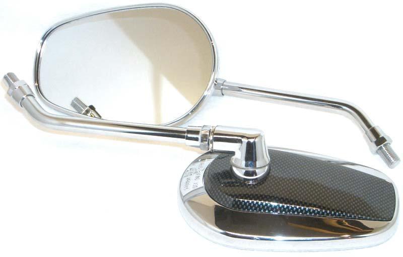 Flat Chrome Stalk Mirror With Carbon Panel 270mm