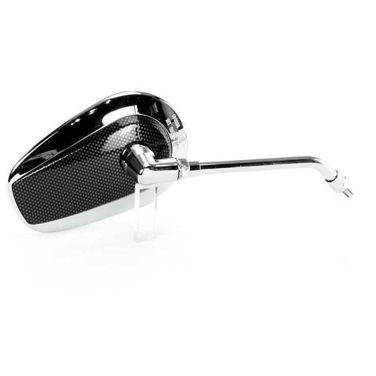 Flat Chrome Stalk Mirror With Carbon Panel 270mm - Image 3