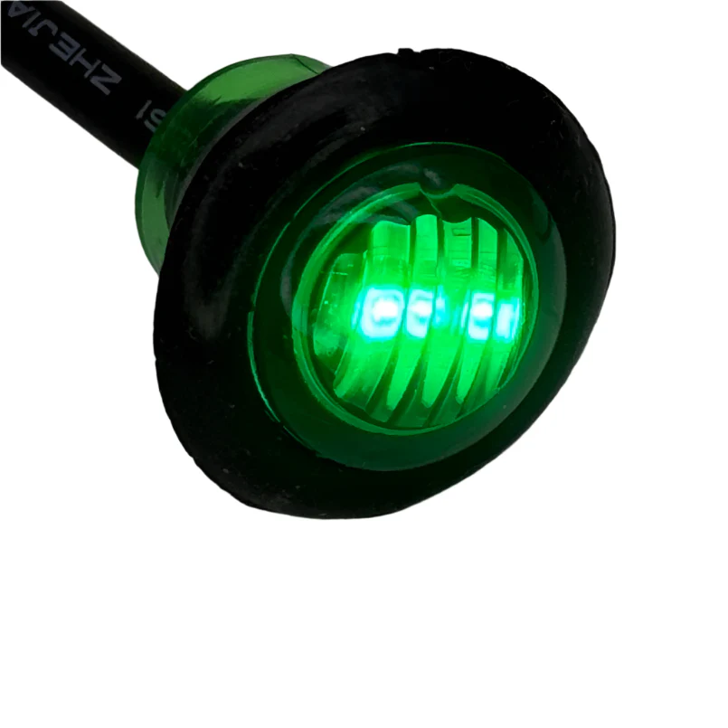 GREEN Micro 28mm Round Push in LED Lamps PAIR - Image 3