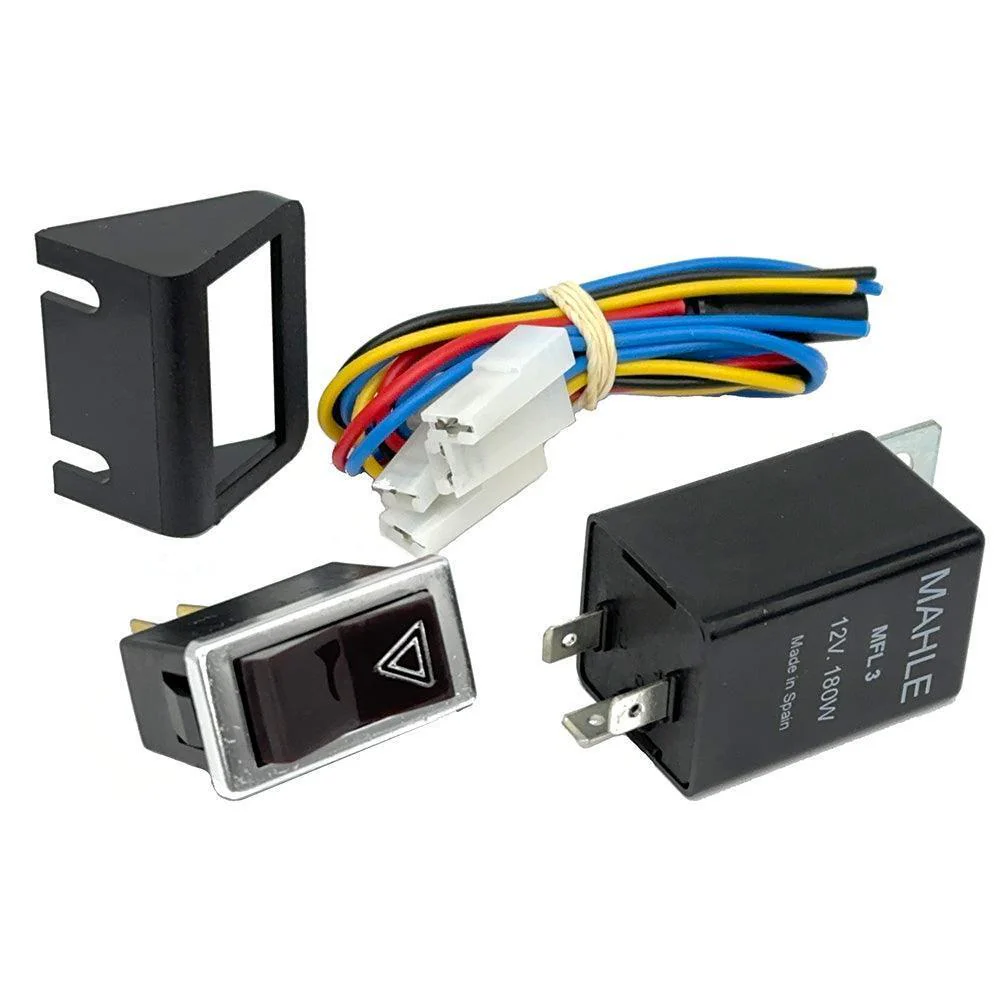 Hazard Switch Kit Black With Silver Bezel