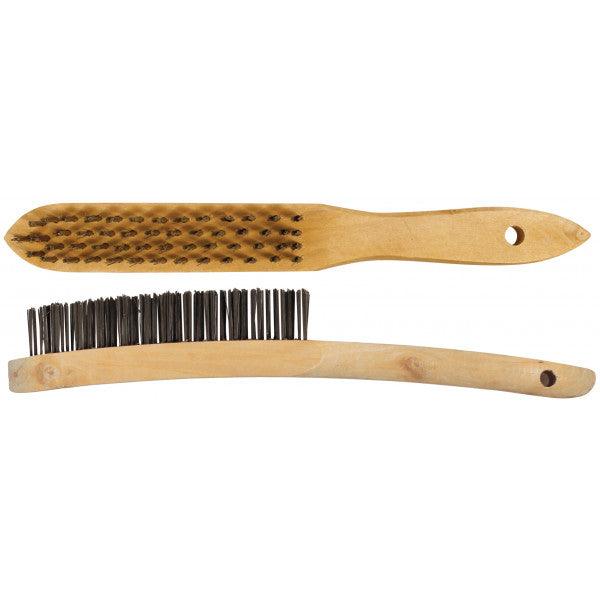Heavy Duty Wire Scratch Brush - 2 Row | Wooden Handle