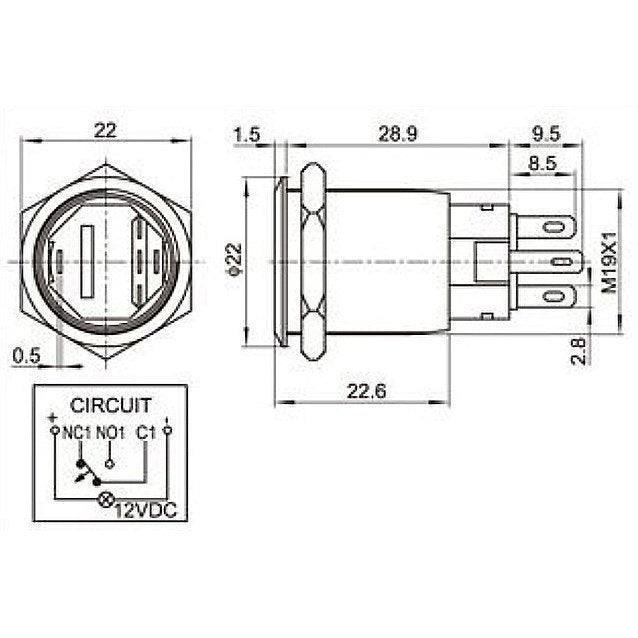 Momentary Horn Switch Illuminated Black Bezel - Image 3