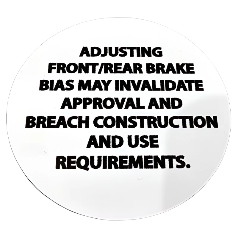 IVA Brake Balance Warning Sticker