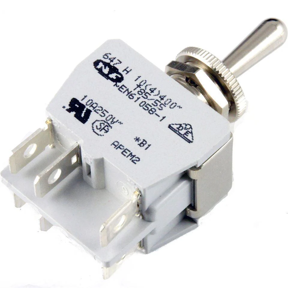 Knurled Ring Toggle Switch On(spring return)-Off-On (spring return) Double Pole