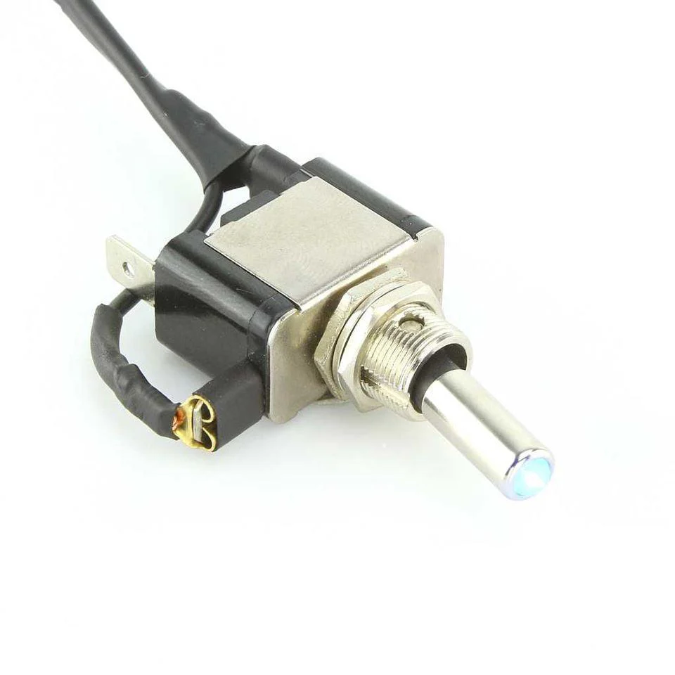 LED Illuminated Chrome Toggle Switch Blue - Image 2