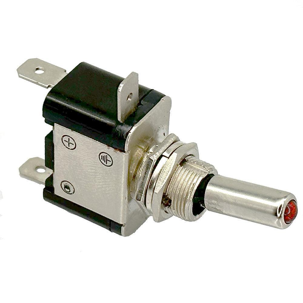LED Illuminated Chrome Toggle Switch Red - Image 2