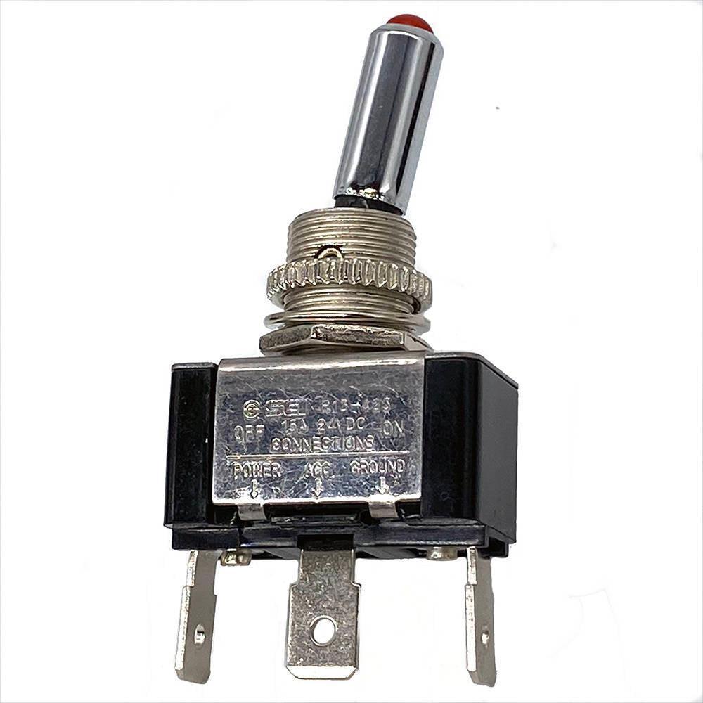LED Illuminated Chrome Toggle Switch Red - Image 3