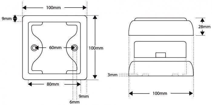Square LED Slim Reverse Light 100 x 100mm Black Surround - Image 3