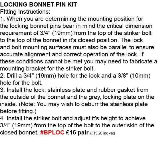 Stainless steel Chrome Locking Bonnet Pin Kit - Image 9